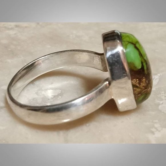 🔥AUTHENTIC Mohave Green Turquoise sterling silver Ring sz 7 810-01 - Picture 7 of 10